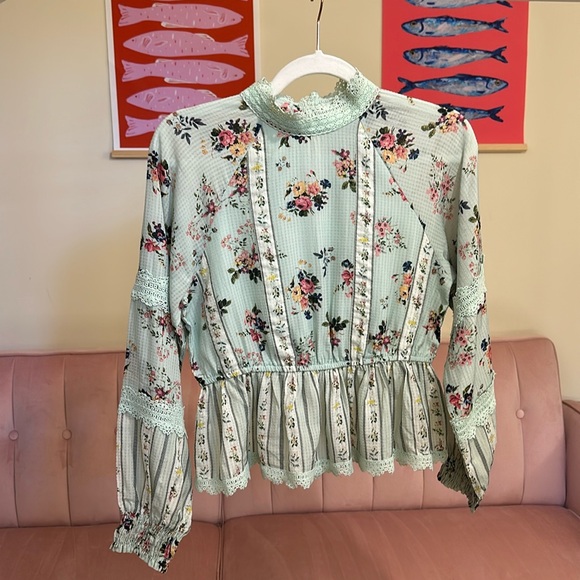 HEMANT & NANDITA Tops - HEMANT & NANDITA Amour Floral Lace Top(XSP)